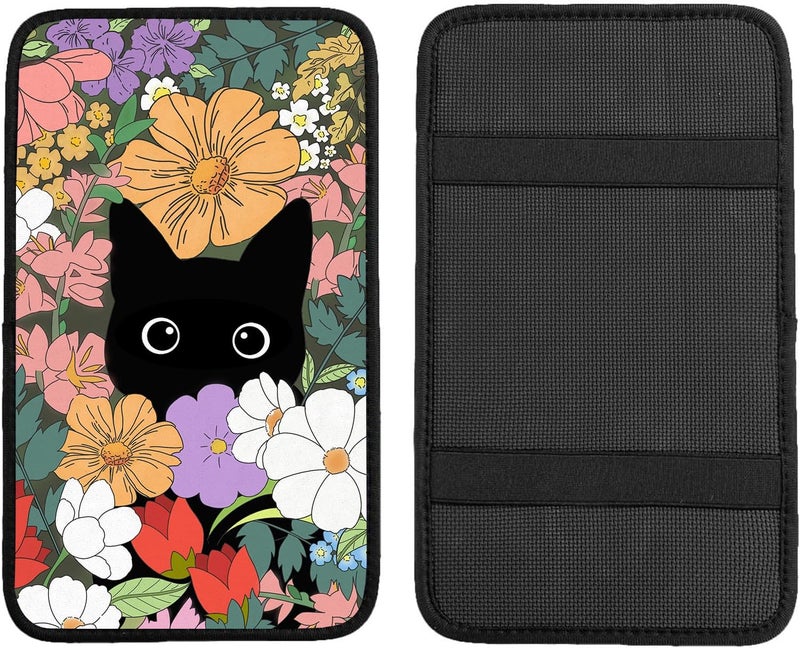 Adastrah Black Cat Auto Center Console Pad,Soft Waterproof Car Center Console Cover Auto Armrest Seat Box Cover Protector for Most Vehicle SUV Truck Car - Image 3